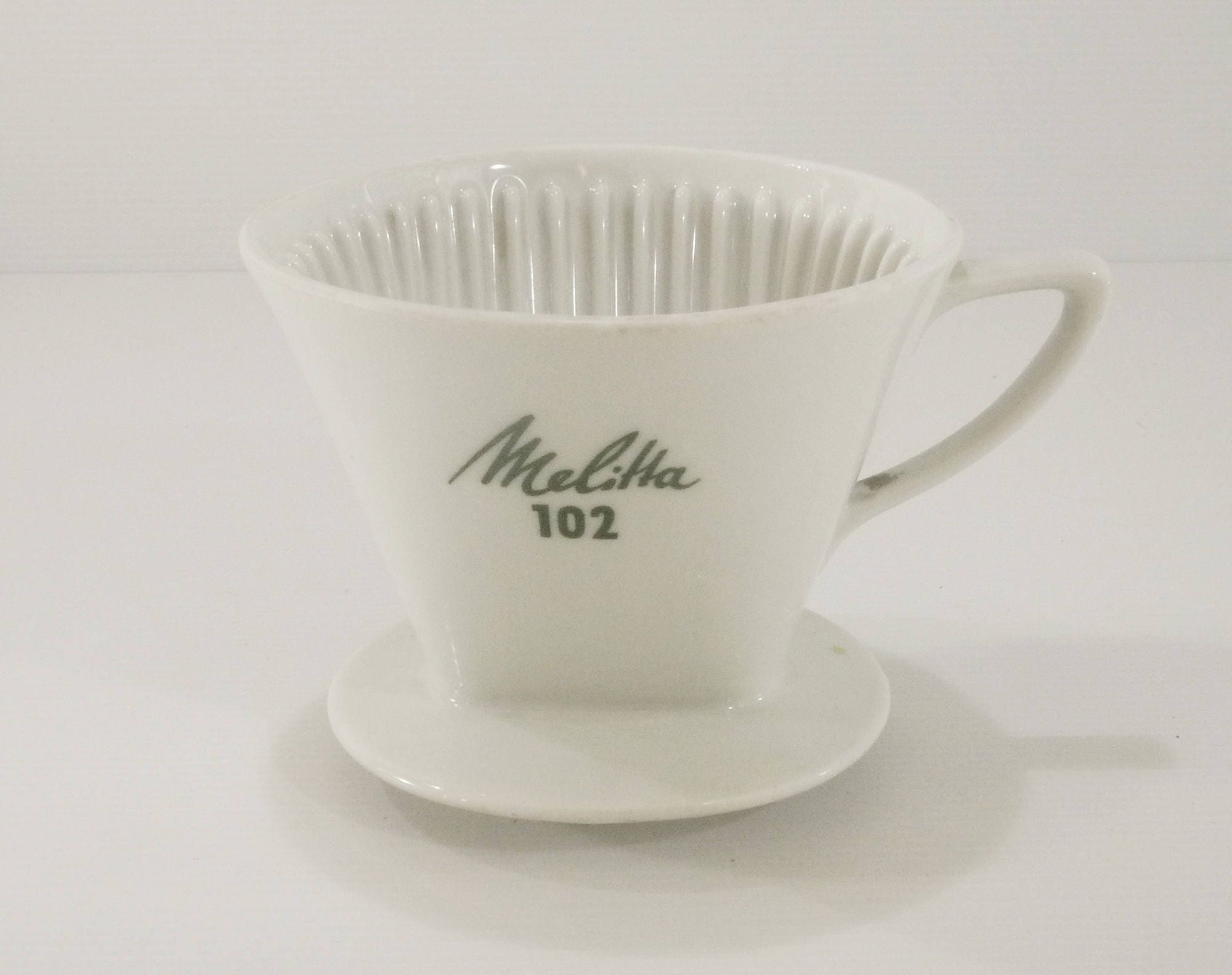 Vintage Melitta 102 Ceramic Coffee Cone Dripper, 16 Cups