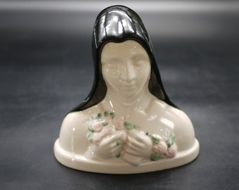 Vintage Madonna with Flowers Bust by Gabriel Fourmaintaux