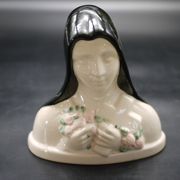 Vintage Madonna with Flowers Bust by Gabriel Fourmaintaux