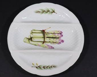 Vintage French Porcelain Asparagus Serving Plate Décor de Paris Dinnerware