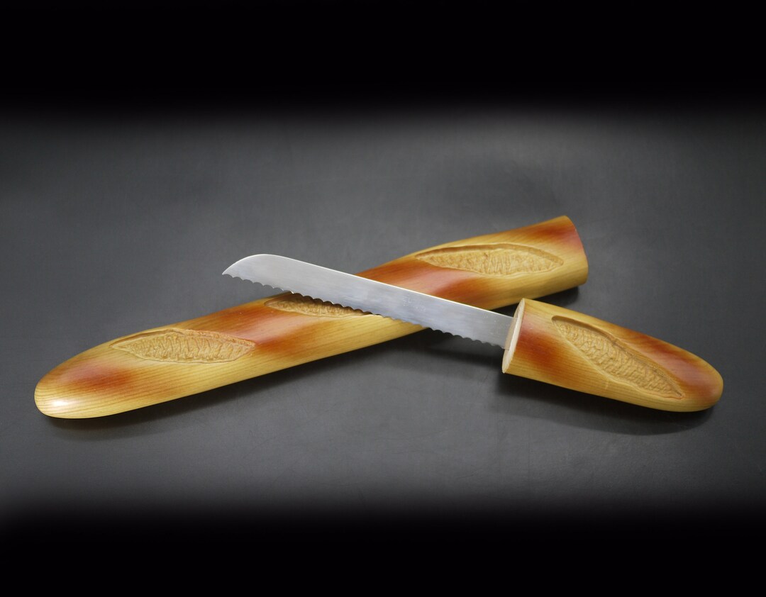 Vintage Cuzin Wood Baguette Bread Knife Etsy