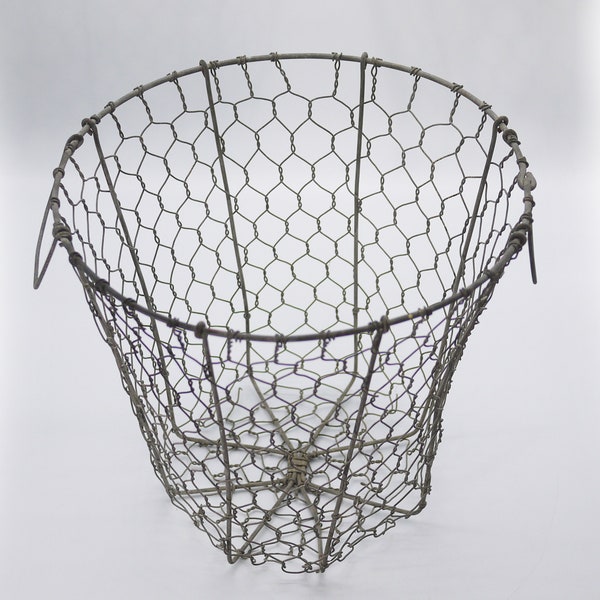 Vintage French Chicken Wire Laundry Basket