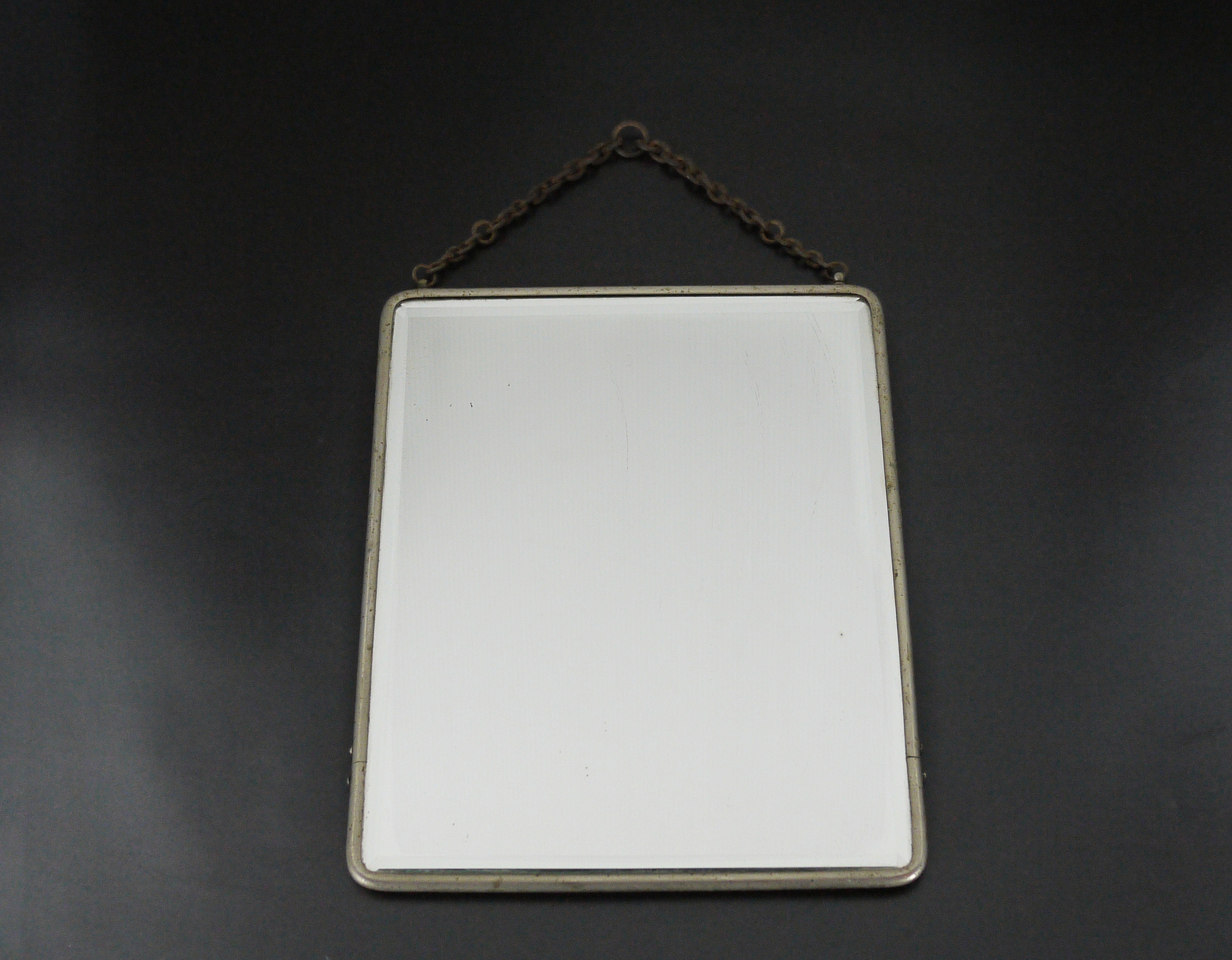 Antique French Barber Shop Beveled Wall Mirror