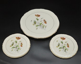 French Porcelain Floral Painted Trivet set of 3