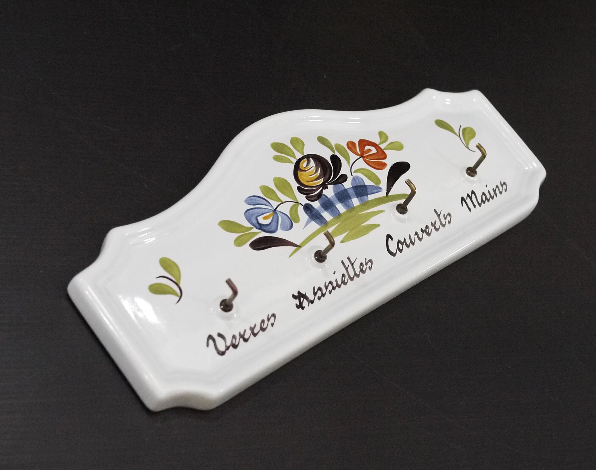 French Ceramic Tea Towel Holder Kitchen Wall Decor