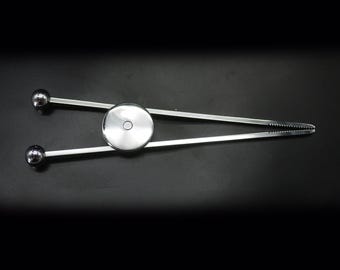 Vintage 1950s Jacques Adnet Ice Tongs in Silver Plated Metal