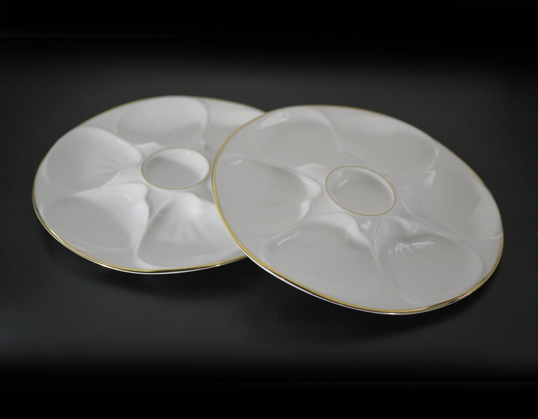 Vintage Gilded Porcelain Oyster Plates by Edelstein Bavaria, S/2 Etsy
