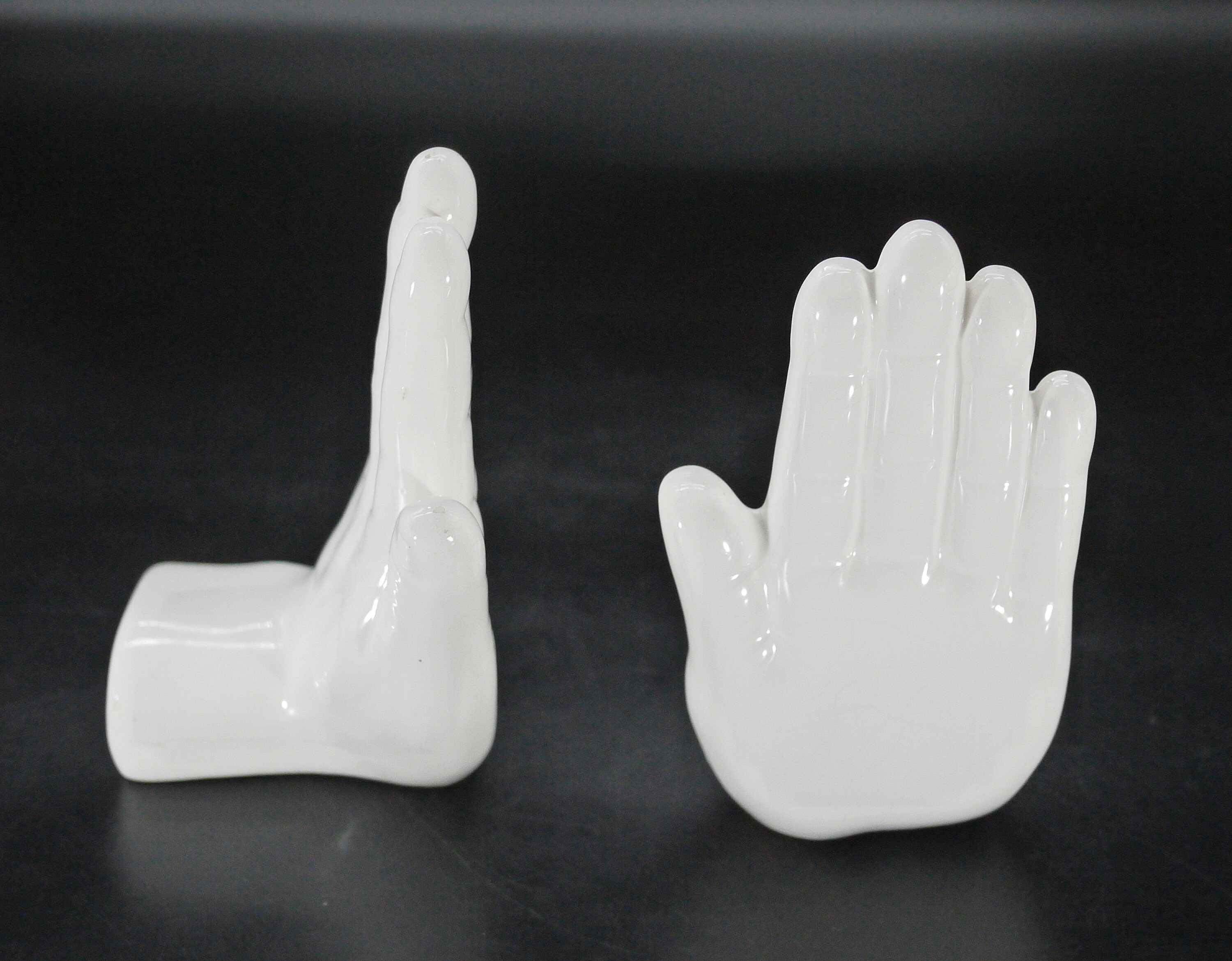 Vintage White Ceramic Hand Bookends