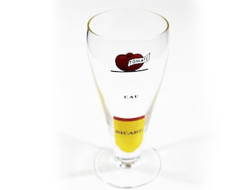 1960s Rare Ricard TOMATE Glass French Pastis Grenadine Cocktail Glass, Vintage Bistro Advertising Glassware