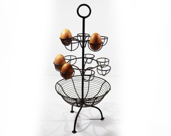 Vintage French Wire Egg Holder Stand Large Fil de Fer Country Kitchen Basket