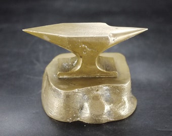 Solid Bronze Paperweight Vintage Anvil Shaped Sculpture Desk Decor