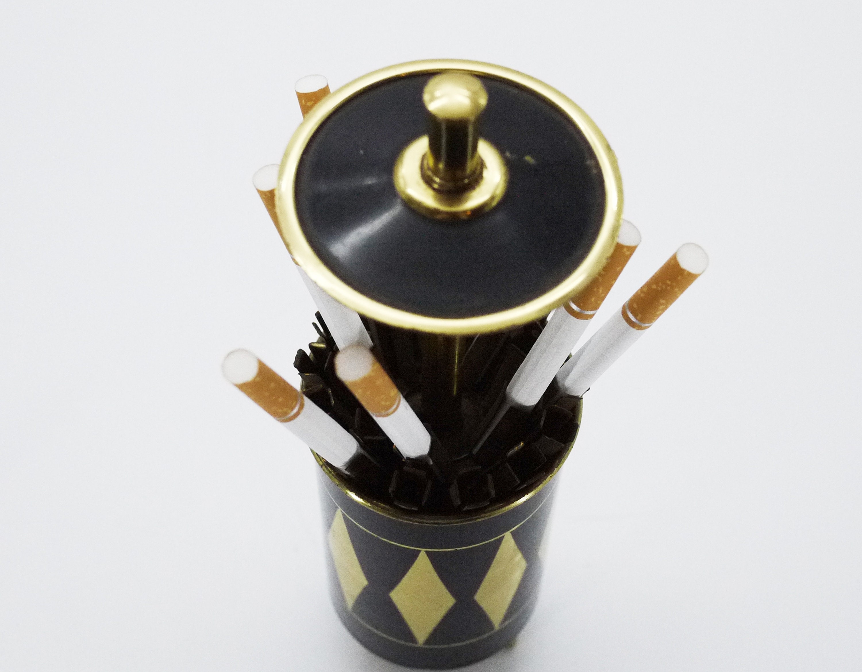 French 60s Cigarette Dispenser Brass and Black