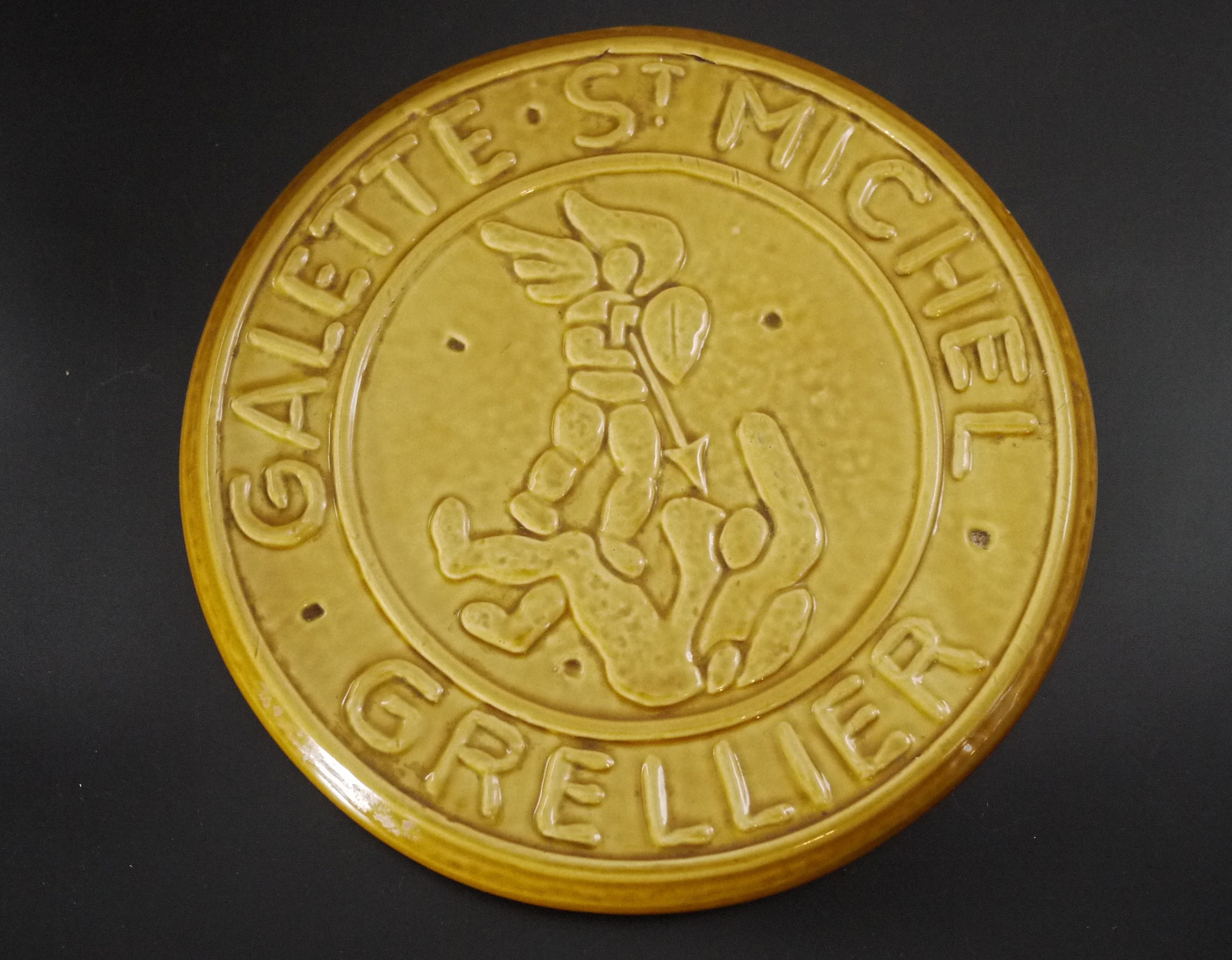 Ceramic French Biscuit Trivet Galette St Michel