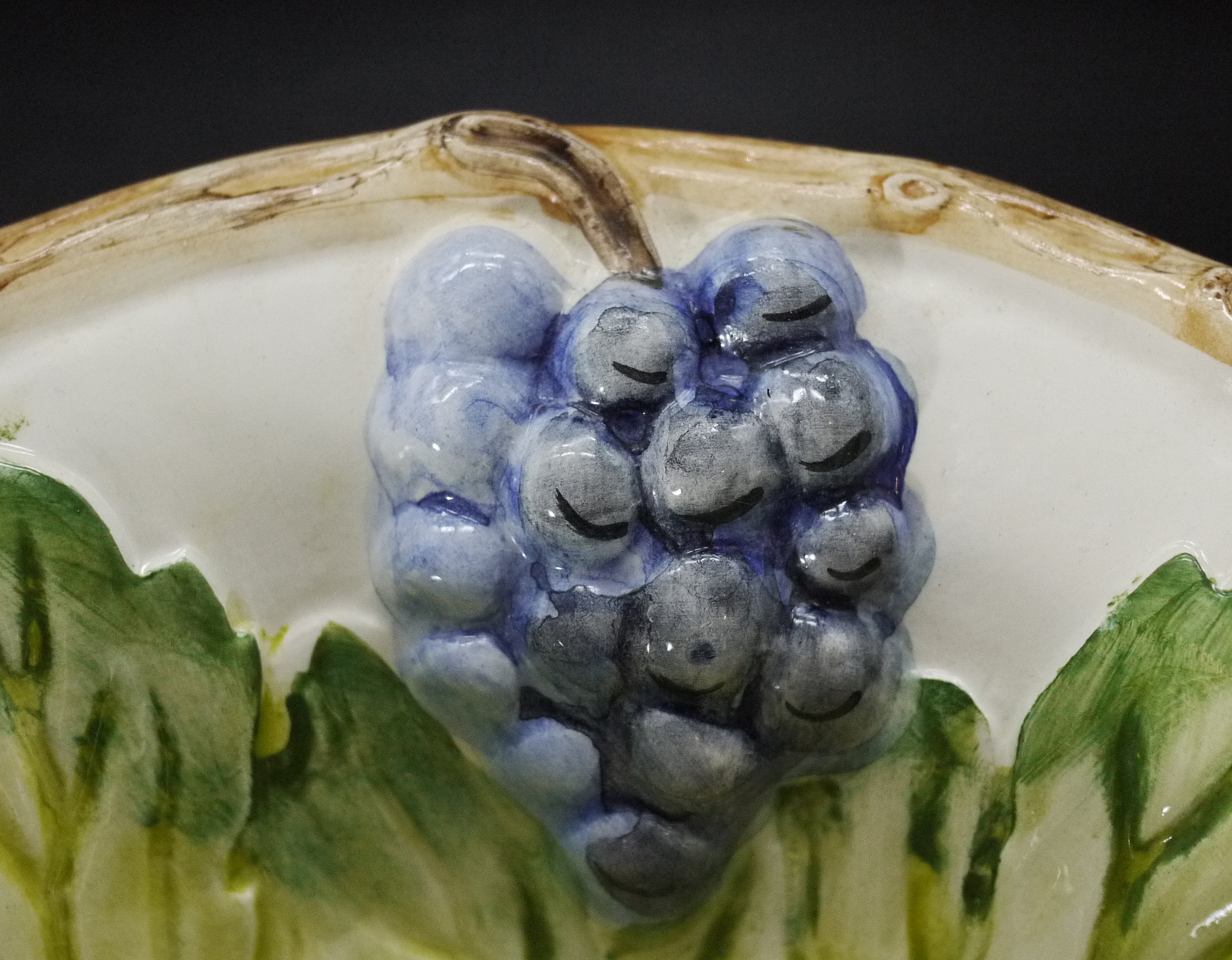 Majolica Grape Colander Fruit Bowl