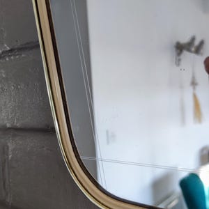 French Asymmetric Brass Wall Mirror, 1960s Rockabilly Decor image 14
