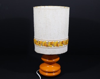 Vintage 70s Orange Table Lamp, 60s Lampshade Desk Lamp