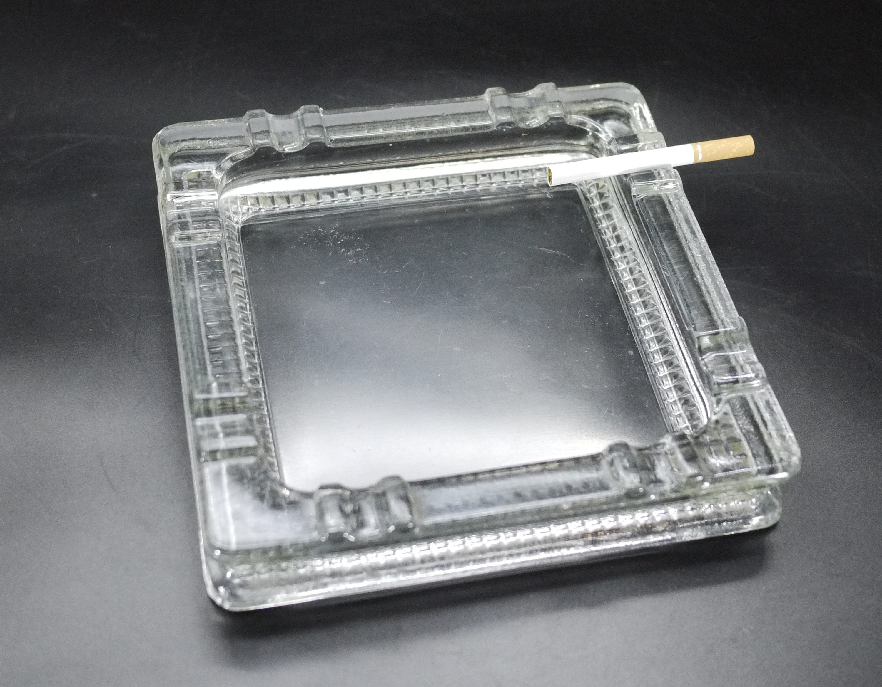 Large Square Heavy Glass Ashtray