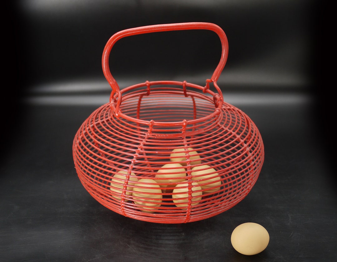 Large Wire French Red Egg Basket Etsy