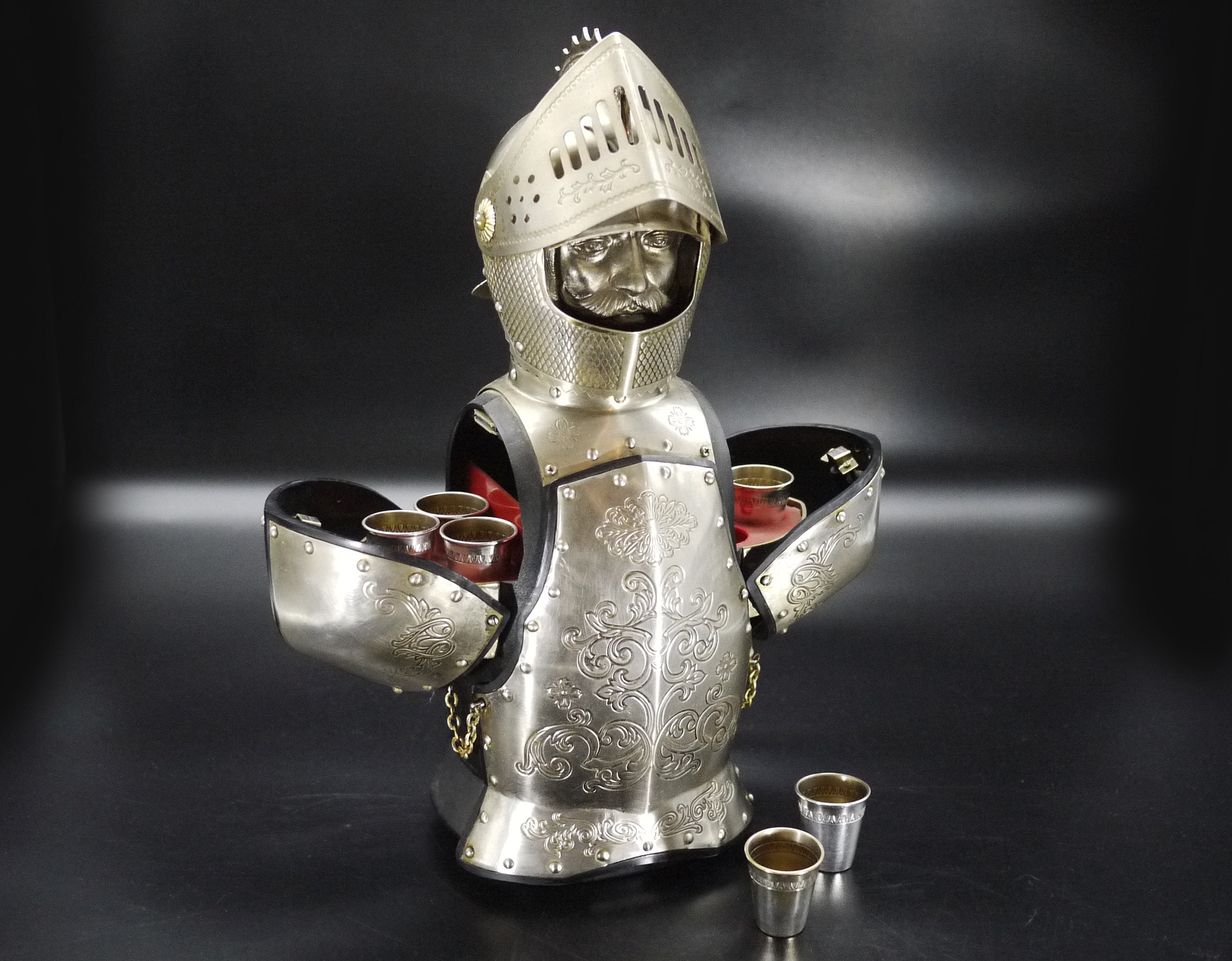 Vintage Knight Bar with Medieval Shot Glasses Set