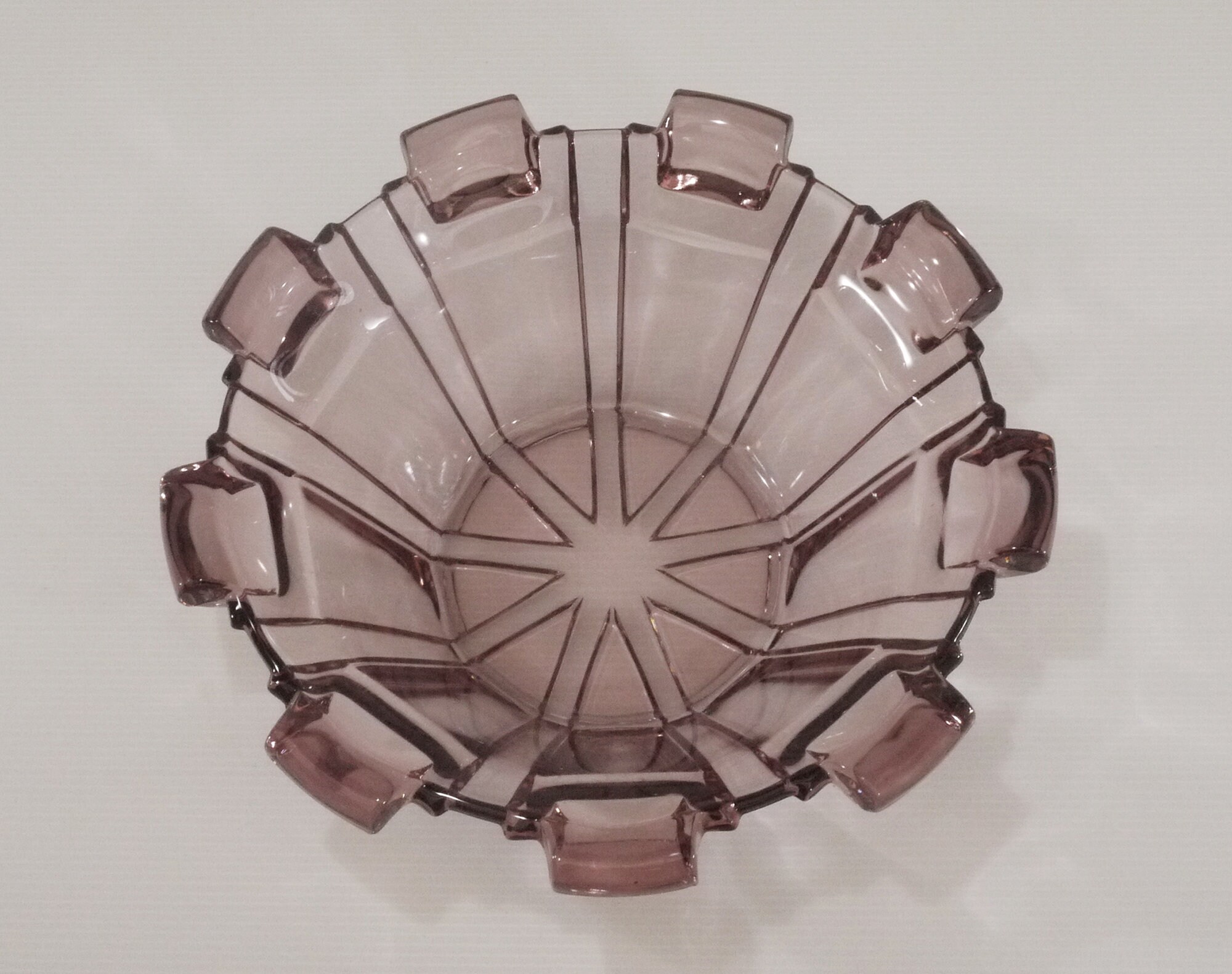 Art Deco Fruit Bowl, Purple Glass French Fruit Bowl Centerpiece