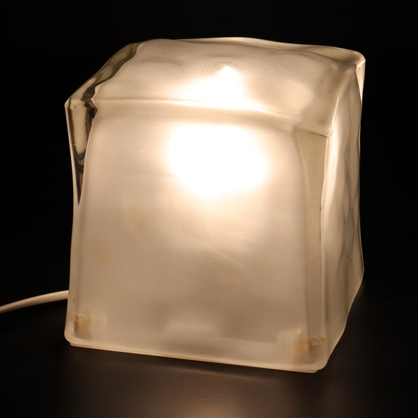 Vintage Frosted Glass Ice Cube Table Lamp from Ikea