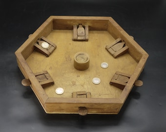 French Antique Table Tiddlywinks Game - Wood Board Game Family Game Night