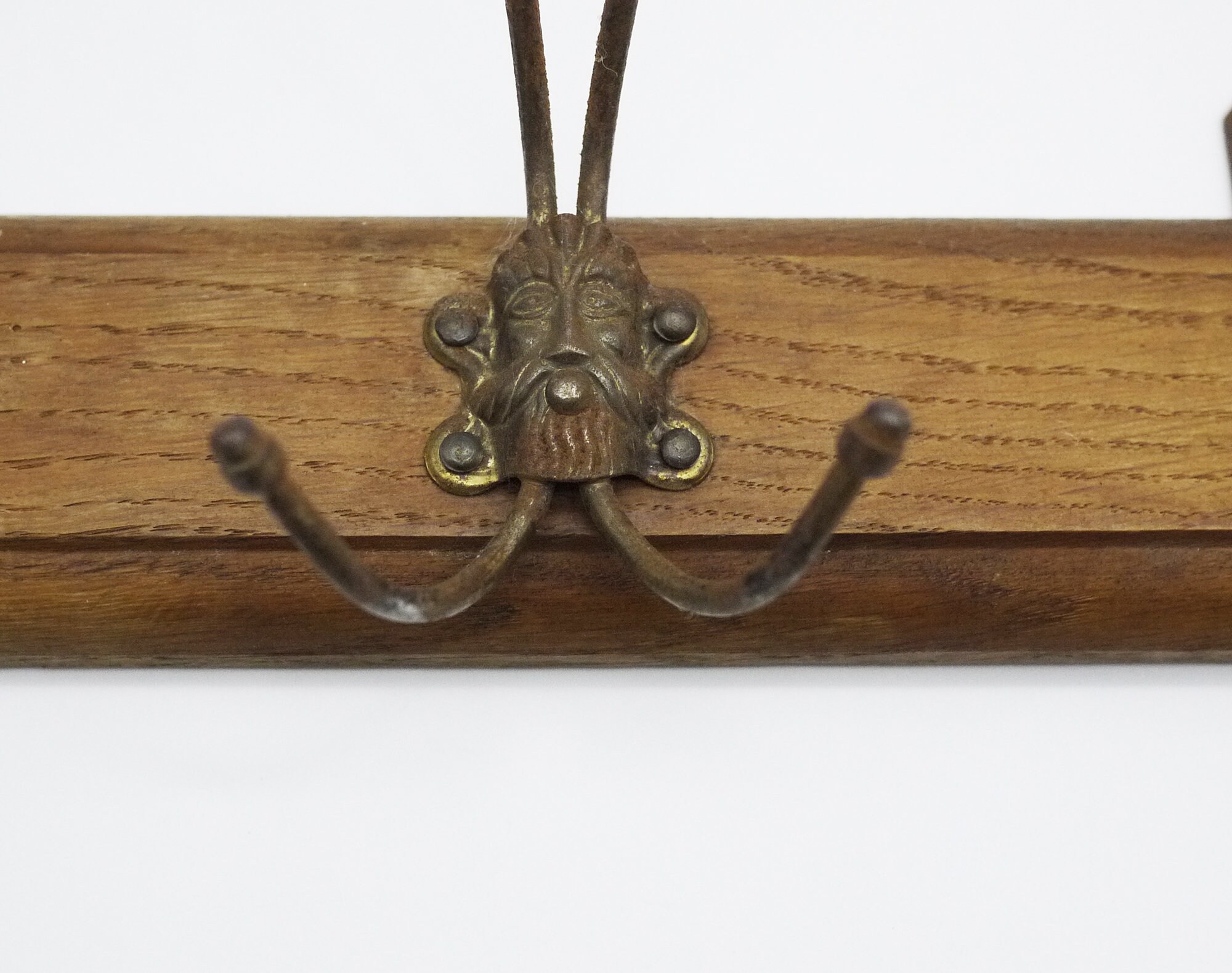 French Coat Rack, Wood and Wire Coat Hooks, 1950s Rustic Entrance Hall ...