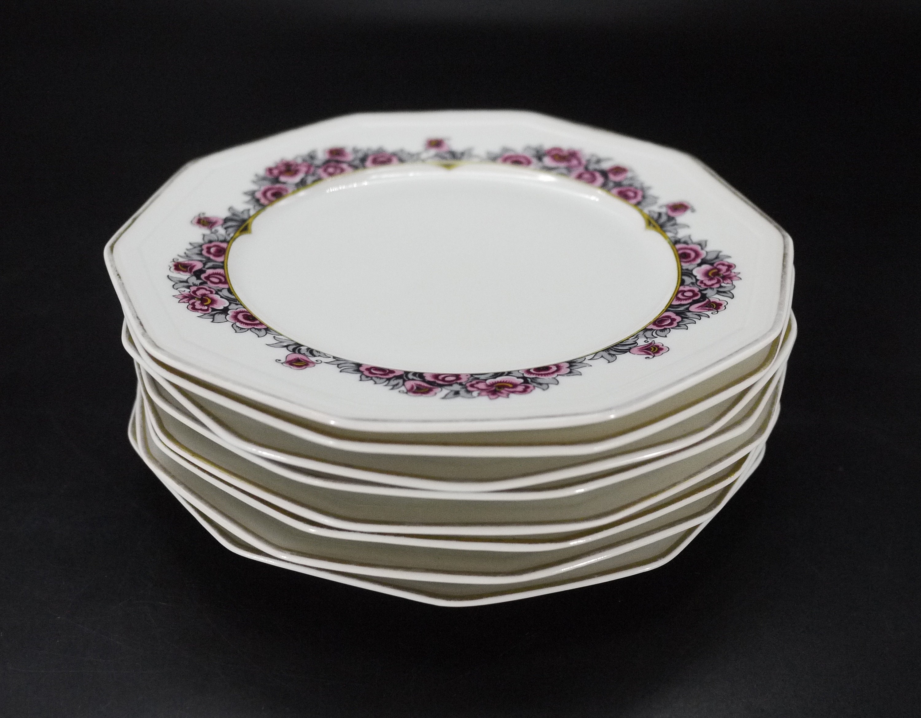 Limoges French Porcelain Dessert Plates, S/8