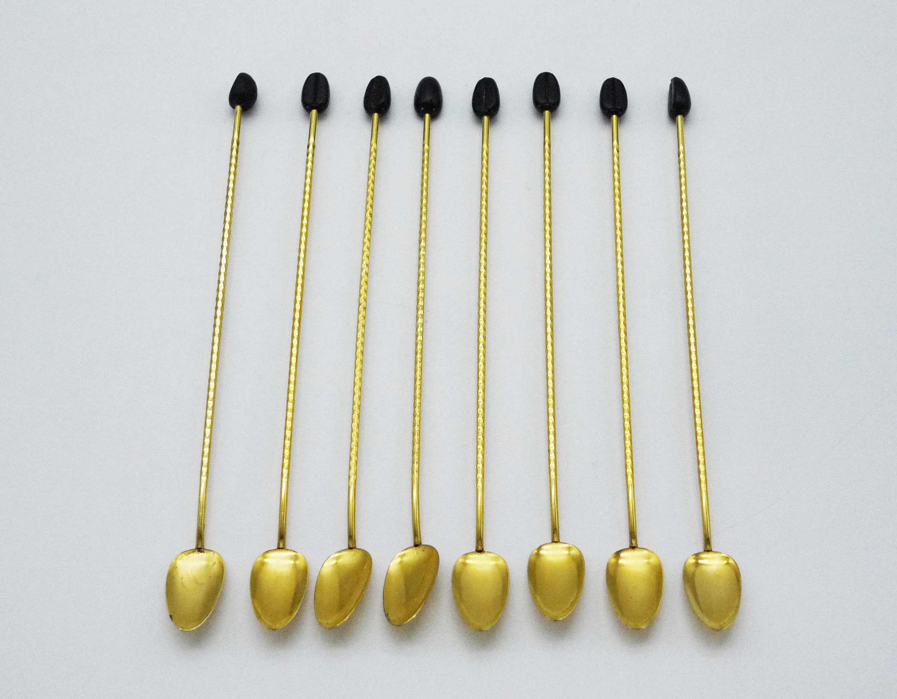 Vintage Gold Plated Long Drink Spoons, S/8