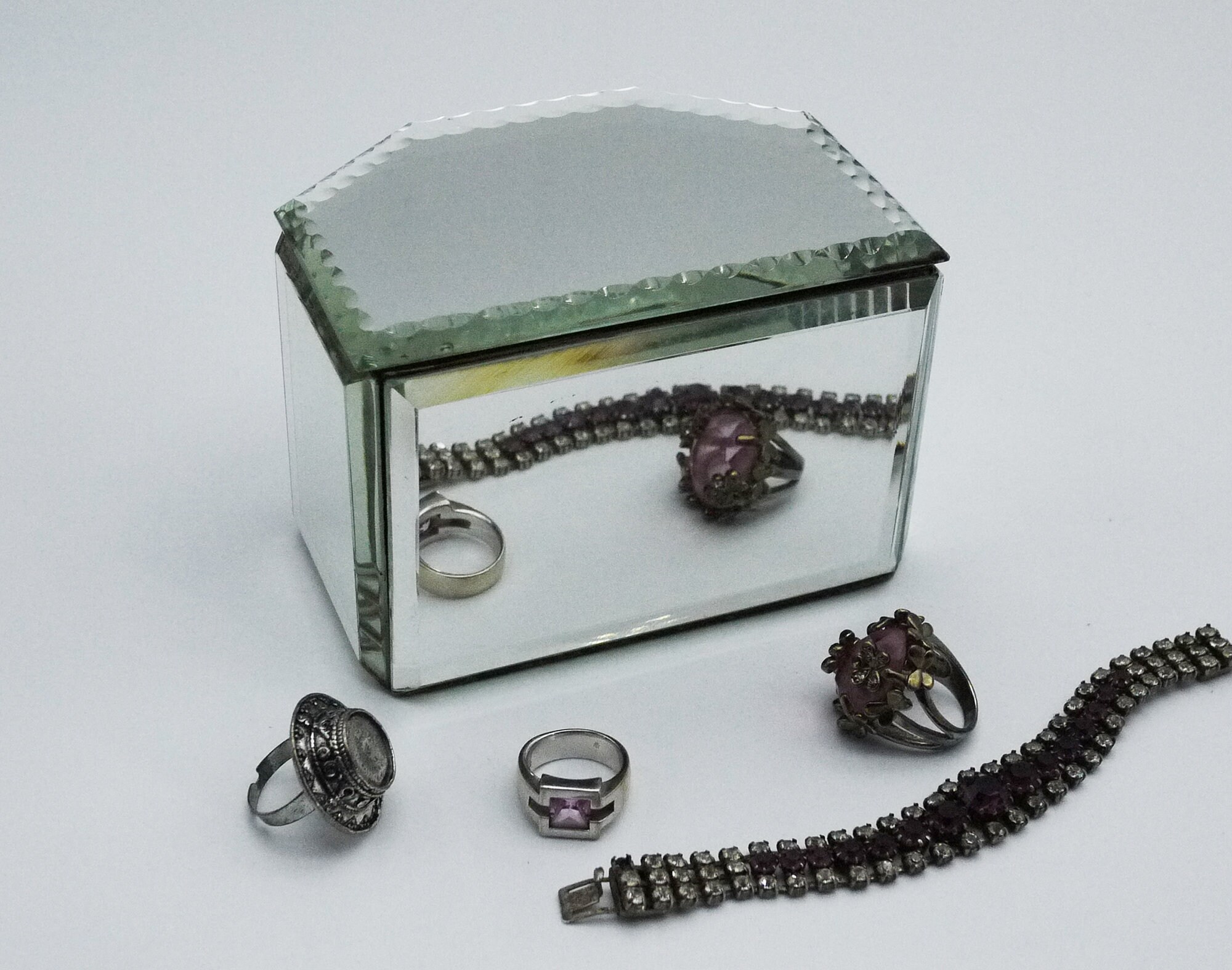 Art Deco Mirrored Two Tier Jewelery Box