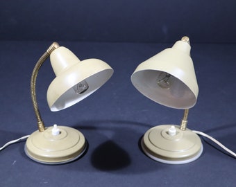 Pair of Small Metal Desk Lamps French Vintage Retro Lighting