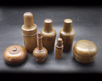Antique French Apothecary Medicine Bottle Case Set, Wood Bottle Holders Medicine Curiosity