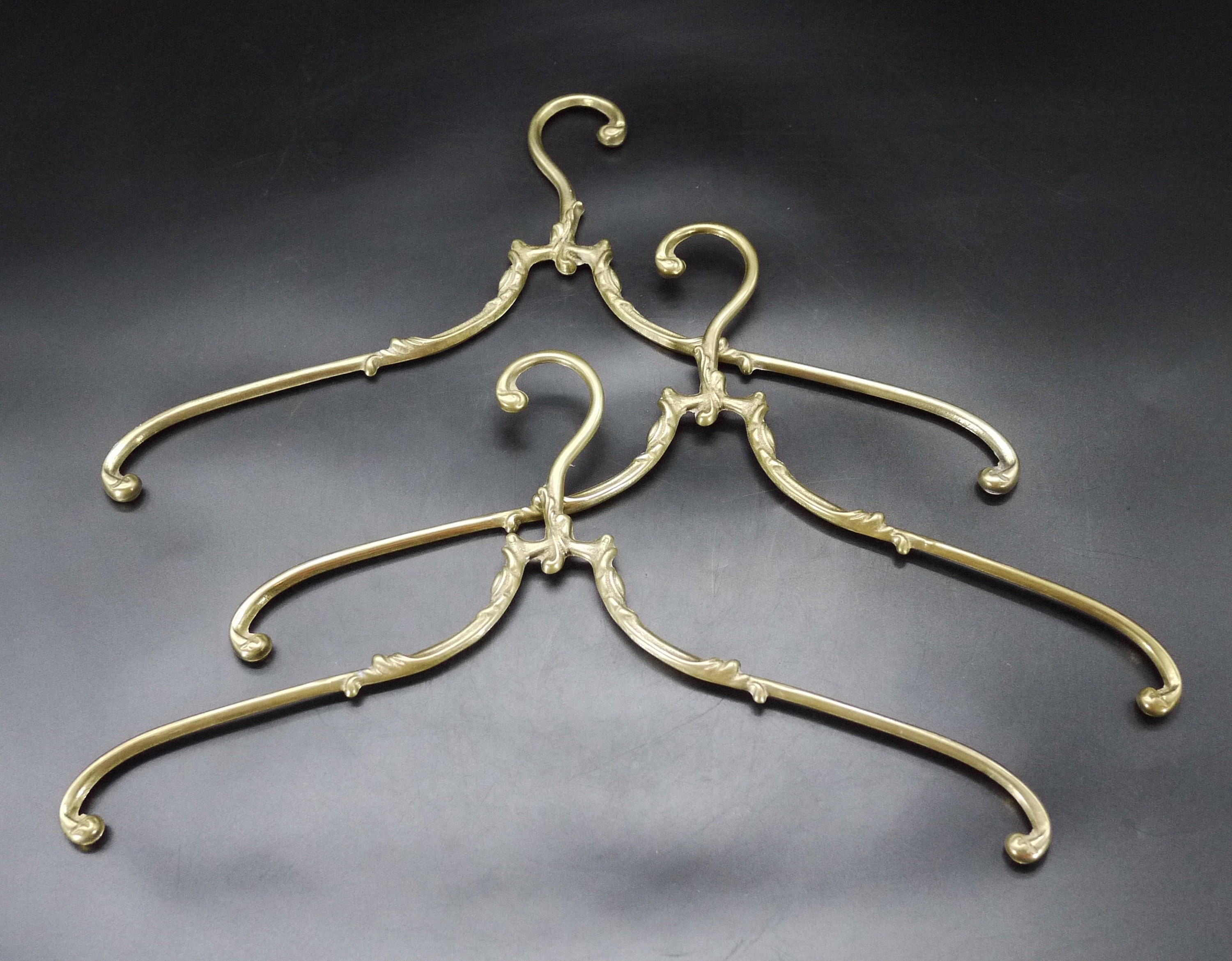 Antique French Brass Coat Hanger Set of 3