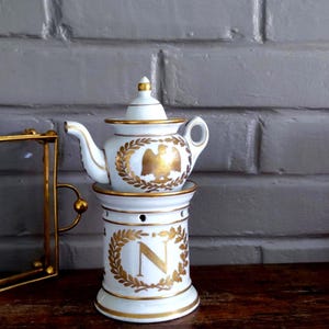 French Porcelain Teapot with Warmer Empire Style