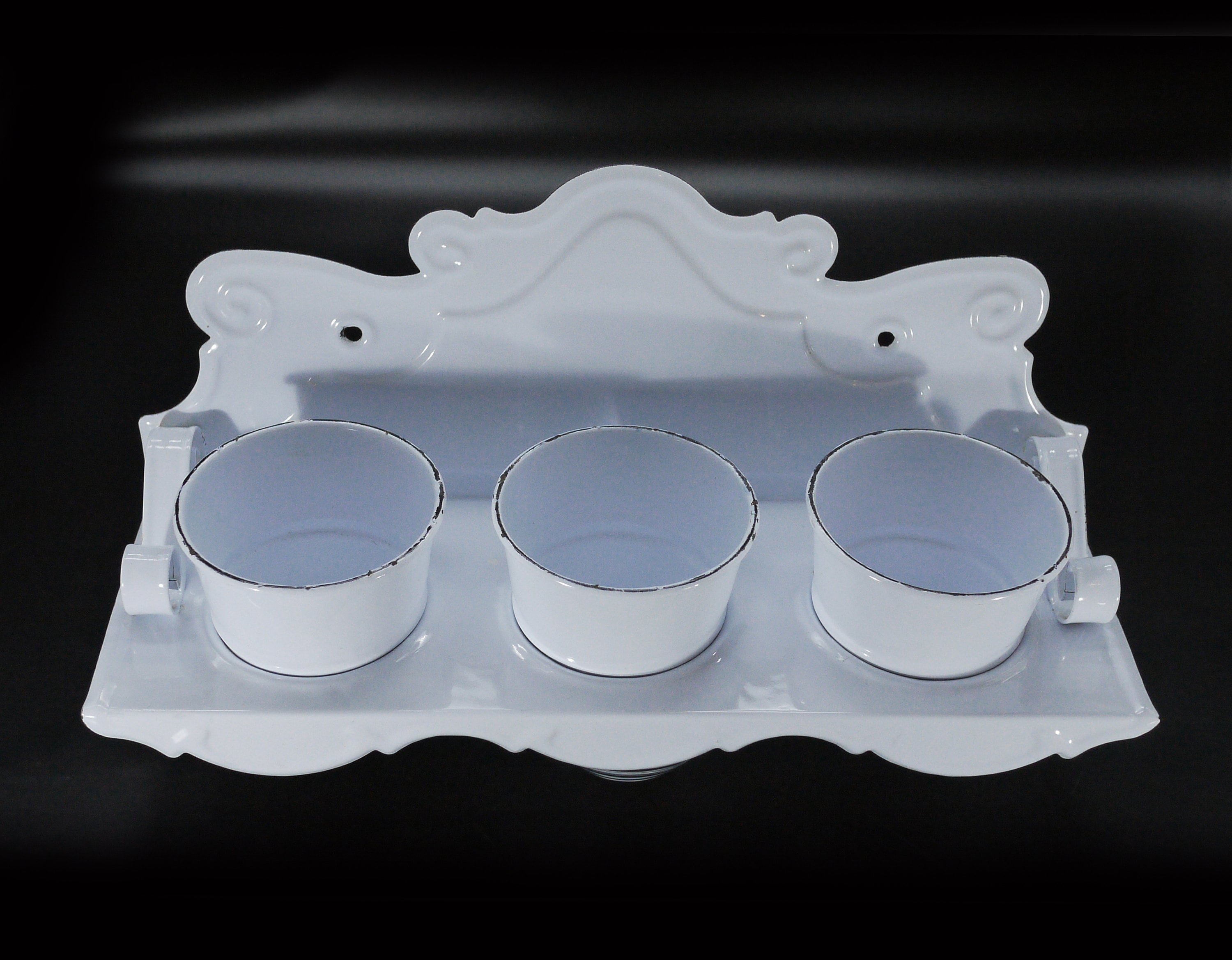 French White Enamelware Laundry Soap Rack