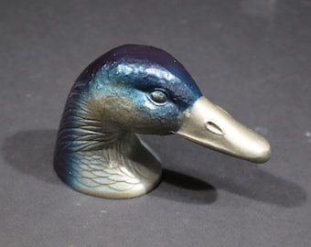1950s French Beer Bottle Opener Mallard Duck in Metal by Engreval