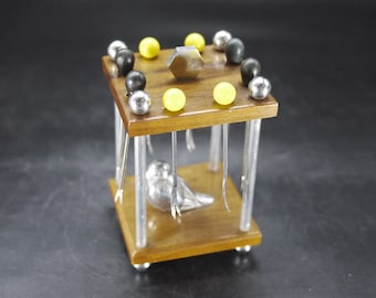 French Art Deco Cocktail Pick set Bird With Cage