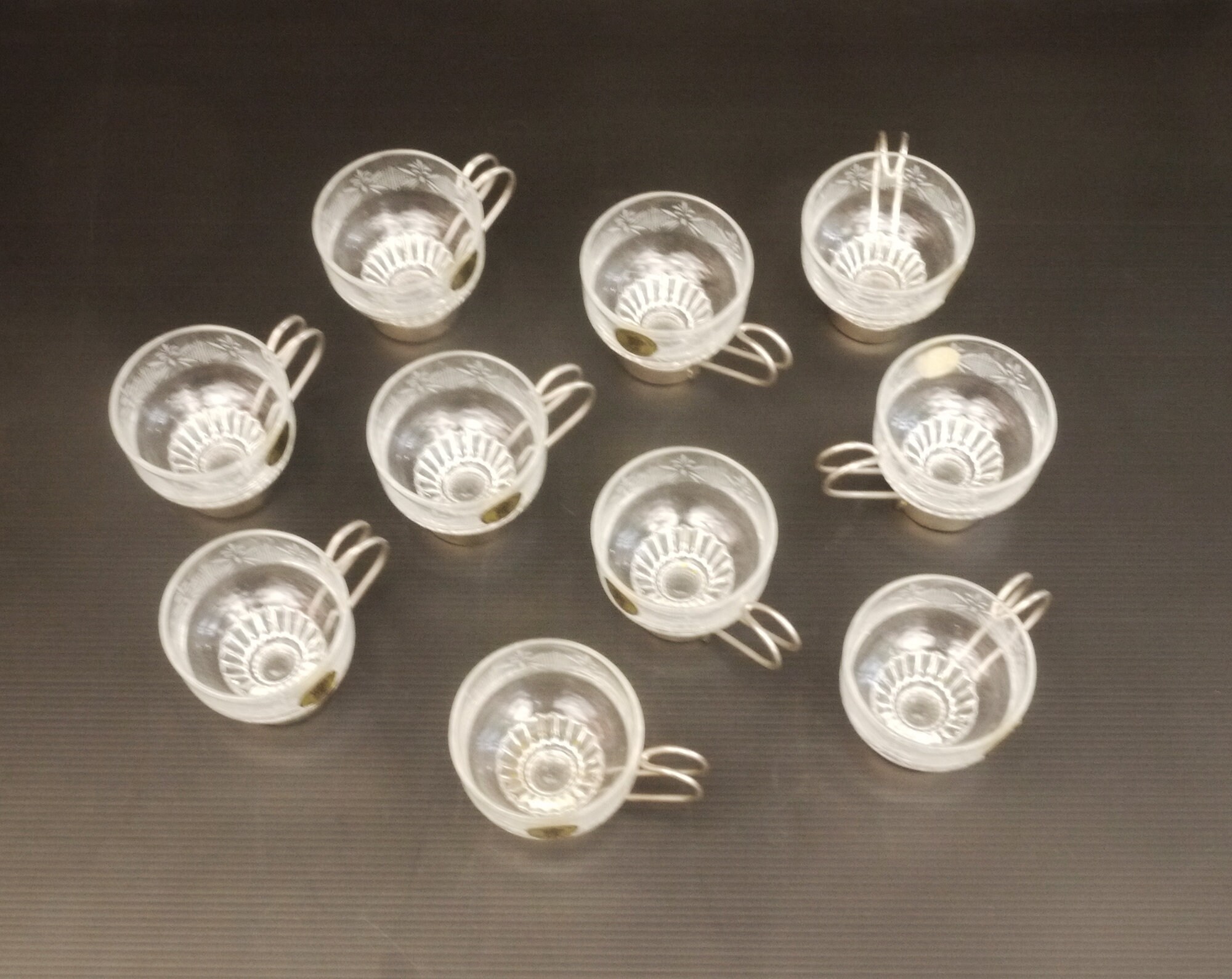 Vintage Glass Espresso Cup with Removable Stainless Holder set of 10