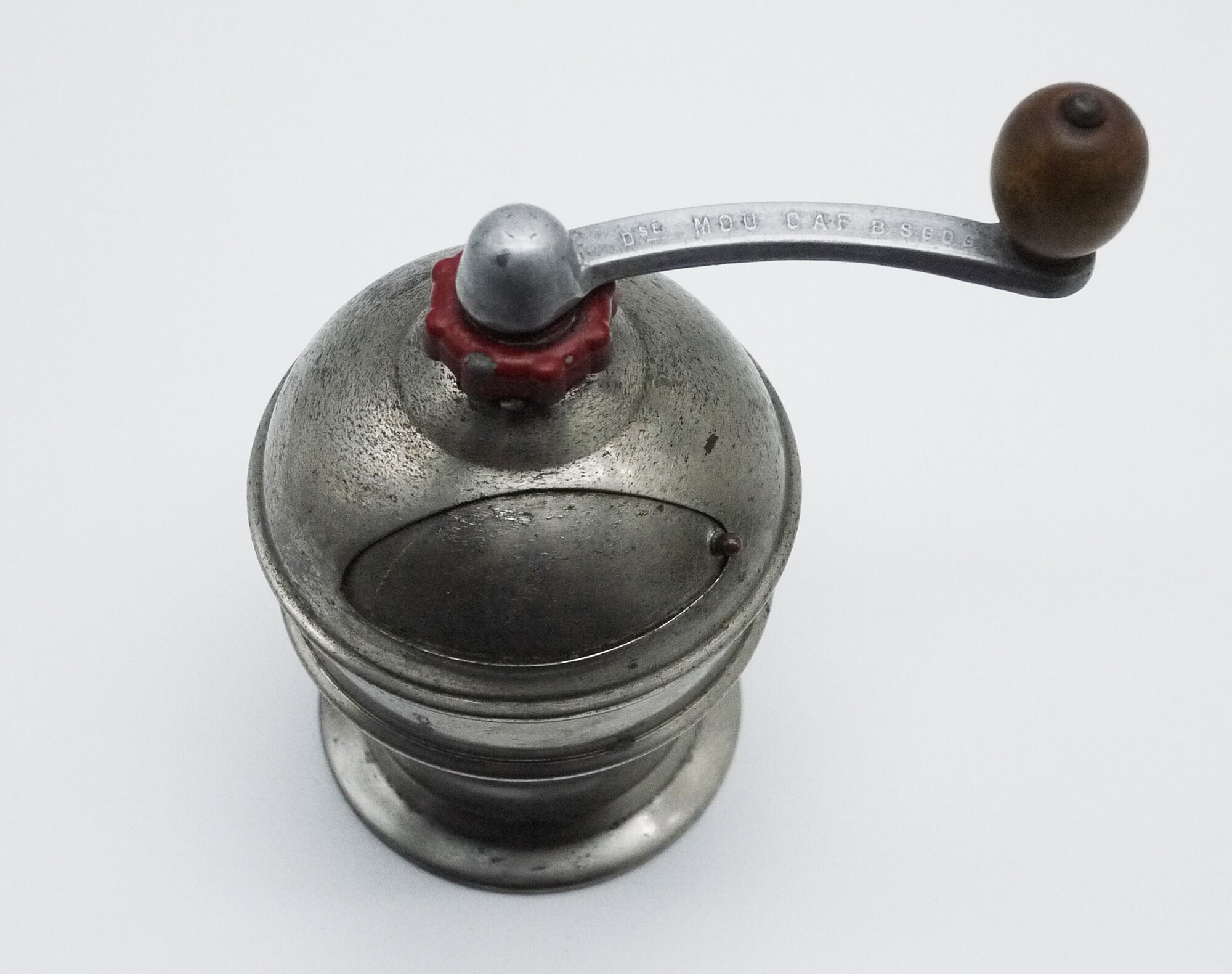 Vintage French Coffee Grinder Mou Caf, Mid Century Silver Coffee Bean