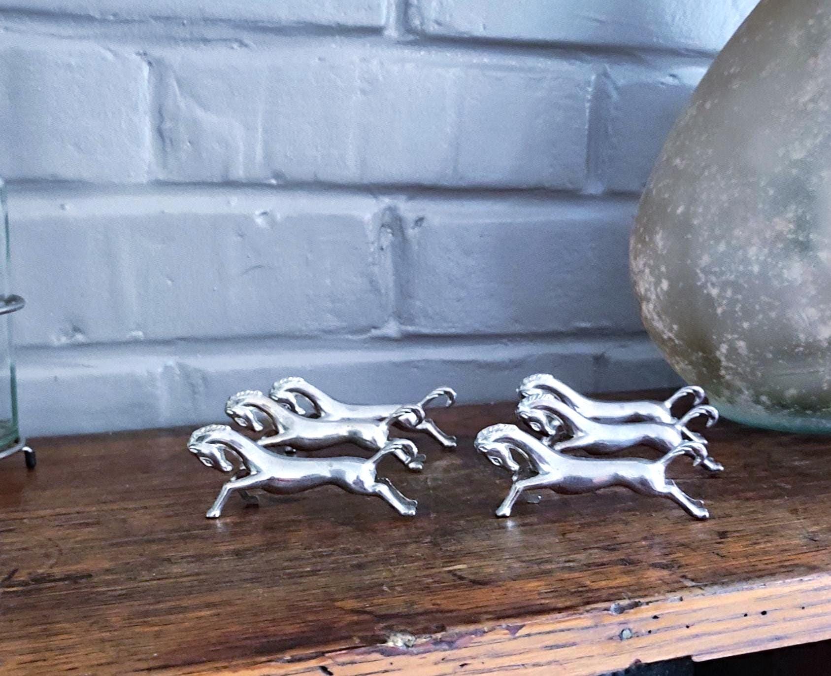 6 Anciens Repose-Couteaux Cheval en Métal