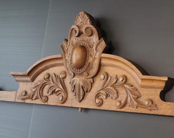 Antique French Wooden Pediment Over Door Pediment Old Carved Wall Decoration Rococo Architectural Salvage