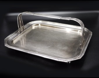 Antique French Silver Plated Tray – Art Deco Cocktail Platter by Durousseau & Raynaud Lyon