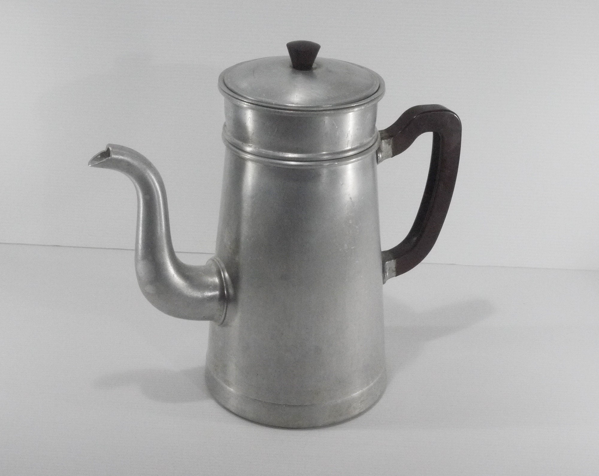 Vintage French Aluminium Coffee Pot with Bakelite Handle Tournus