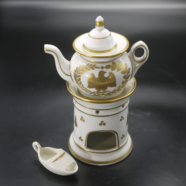 French Porcelain Teapot and Warmer Empire Style
