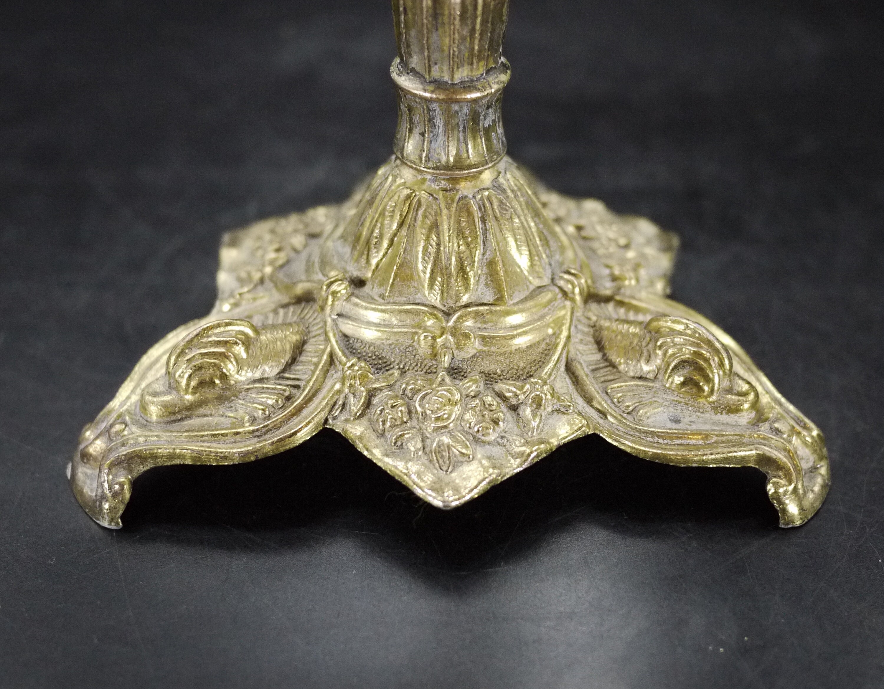 French Ornate Brass Candelabra 5 Arm