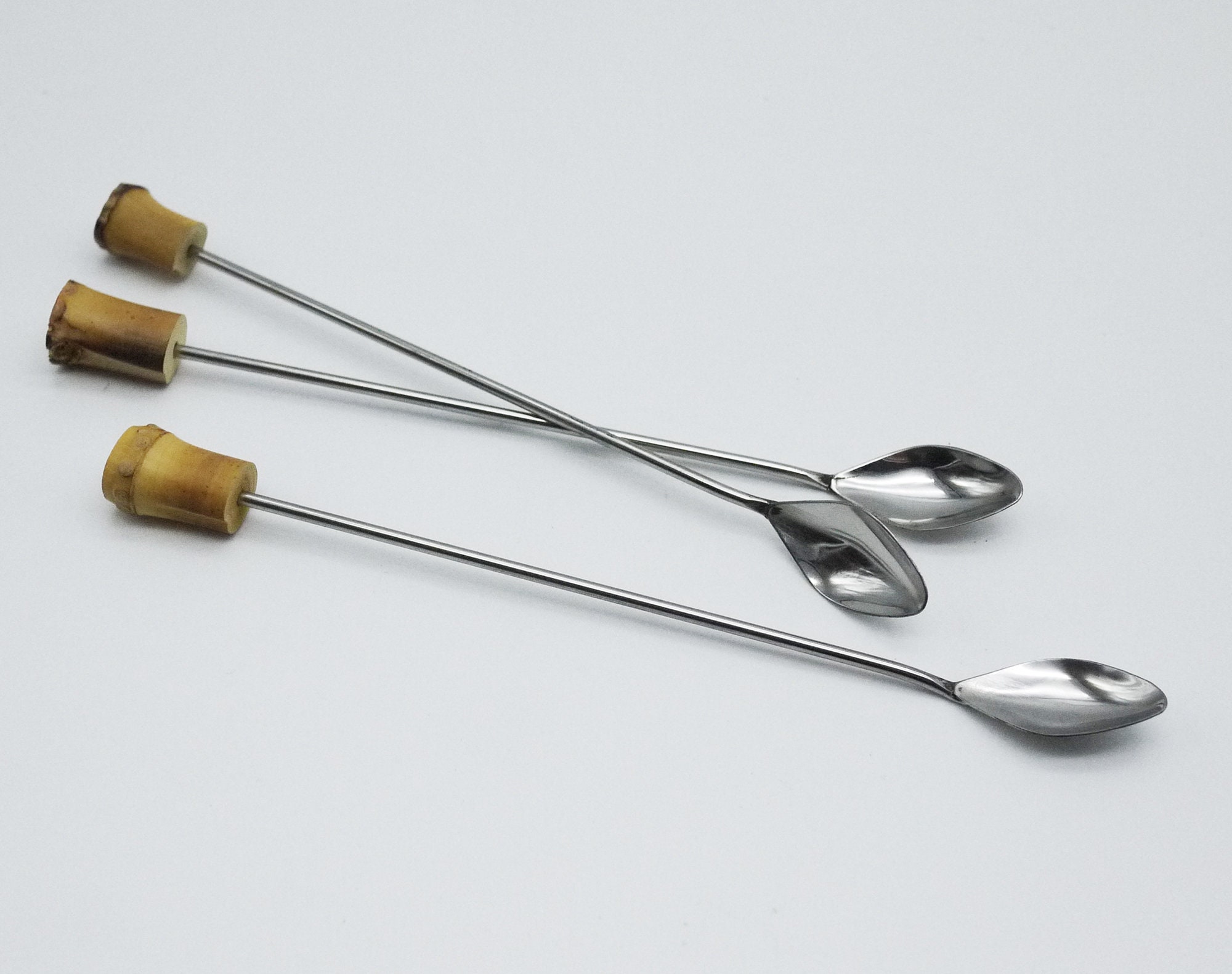 French Cocktail Stirrer Spoons set, Vintage Swizzle Sticks set of 8