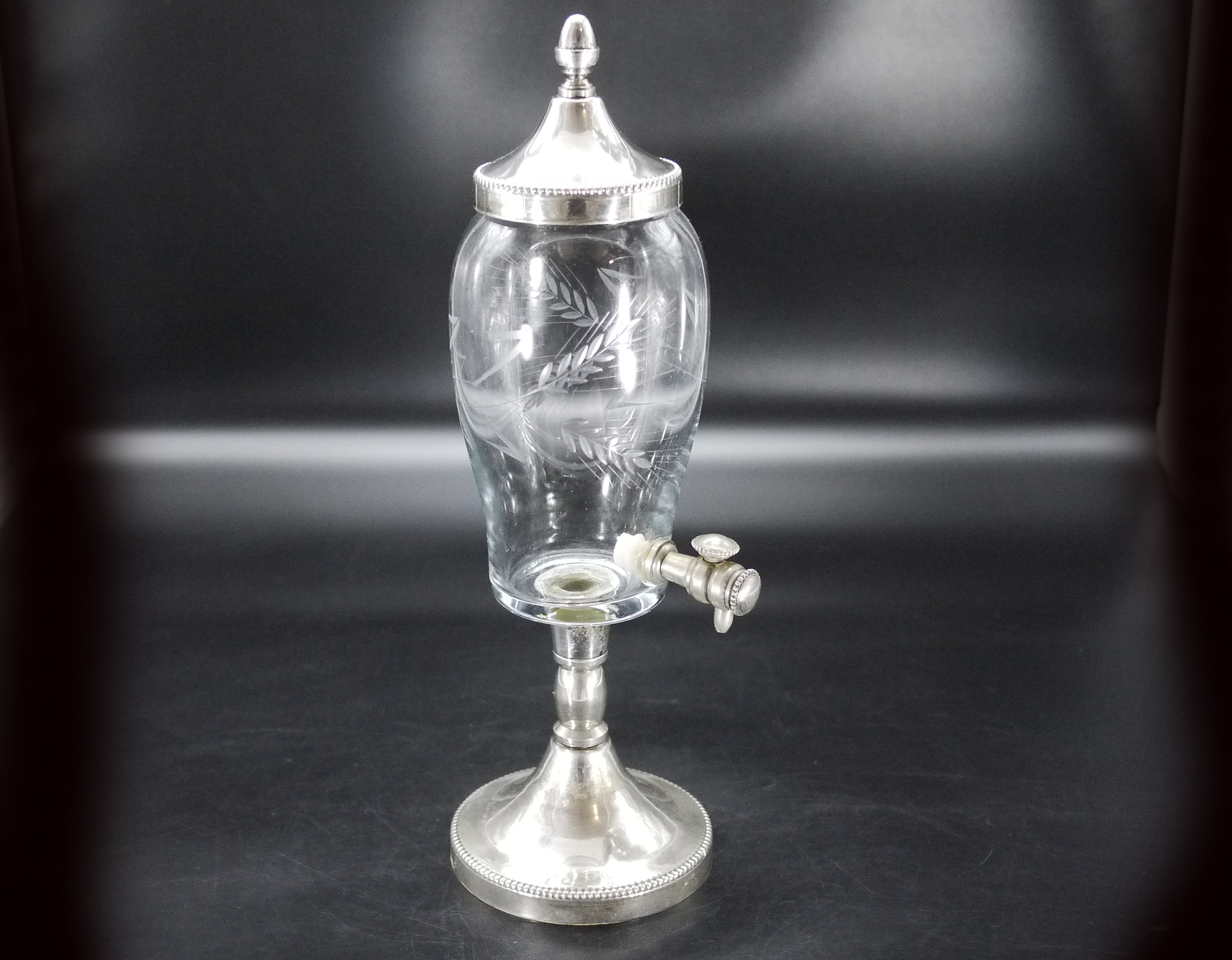 French Crystal Glass and Silver Absinthe Fountain