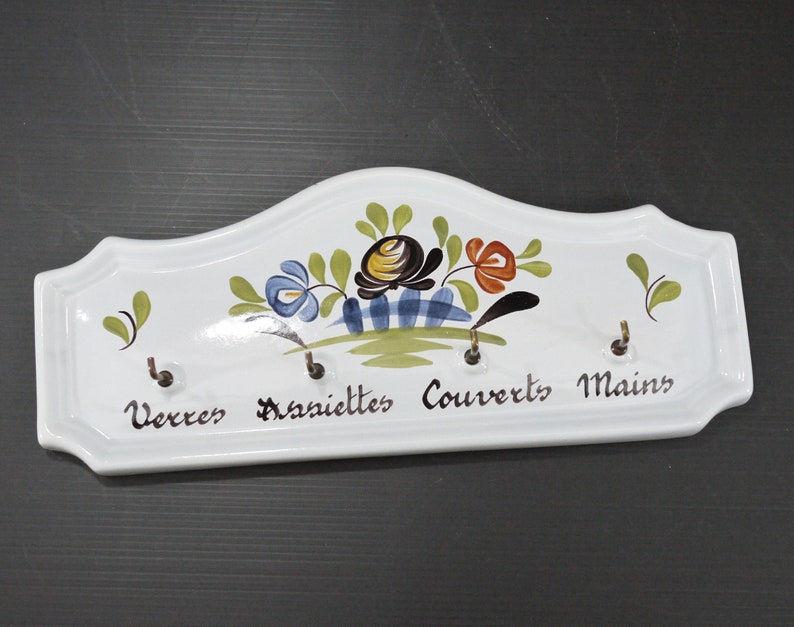 Vintage Dish Towel Holder French Ceramic Kitchen Towel Rack Etsy