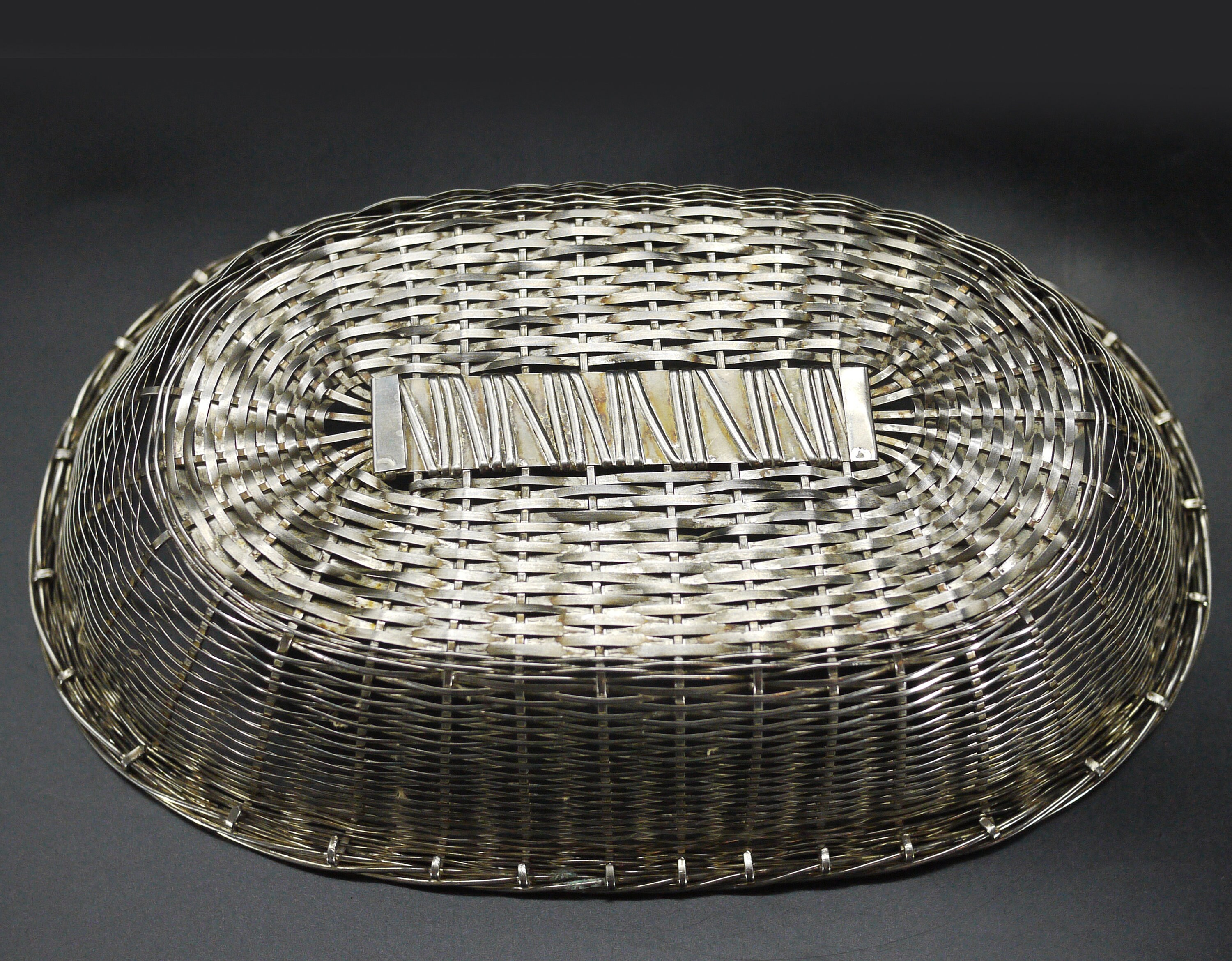 French Silver Woven Wire Bread Baskets