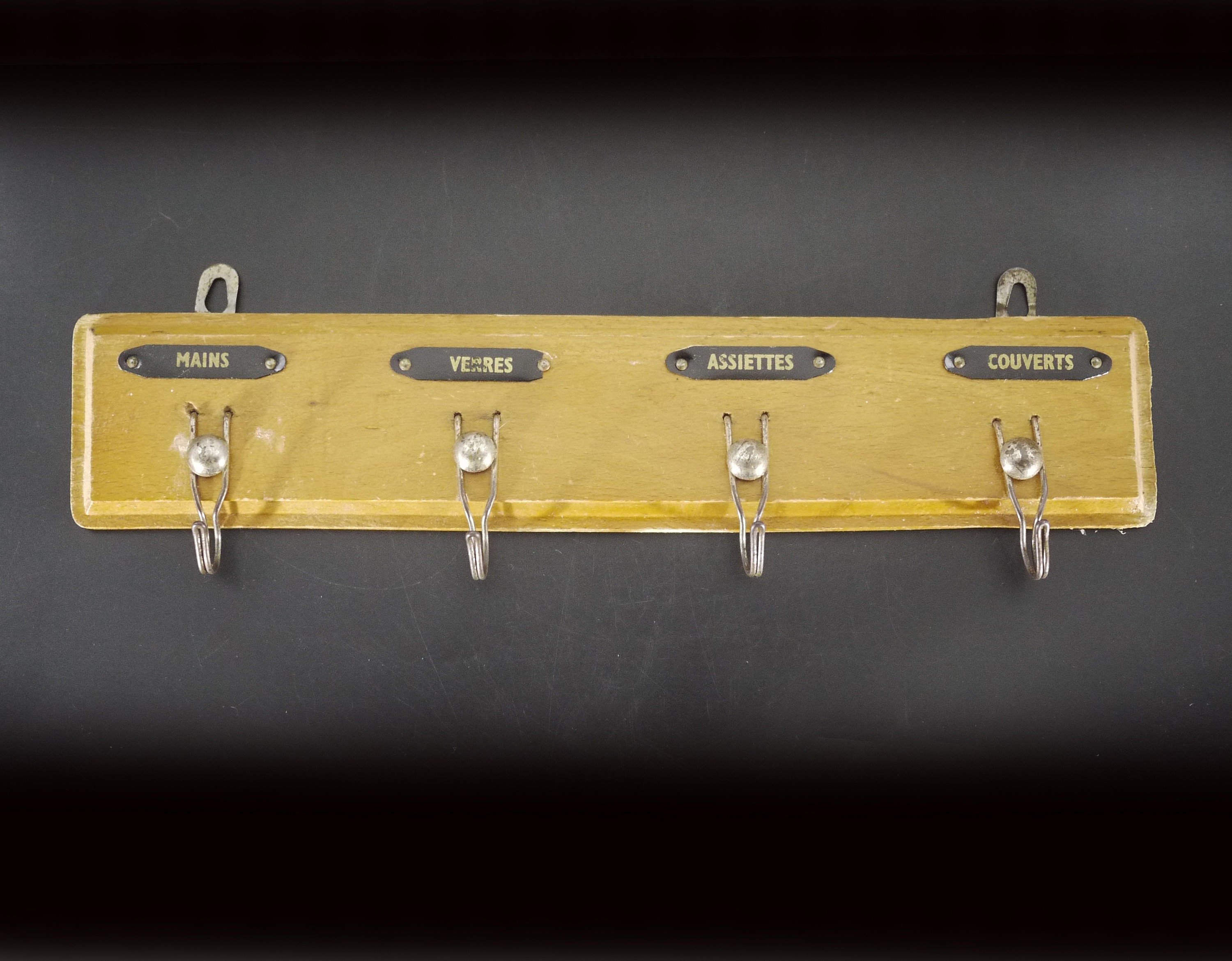 French Vintage Wooden Dish Towel Holder